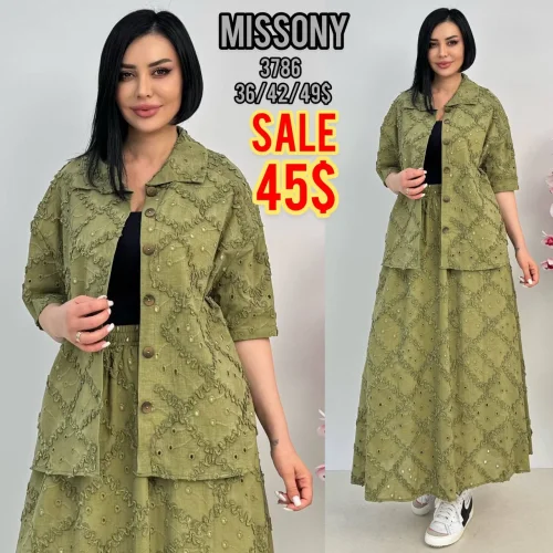 Комплект, MISSONY, Оливковый, модель 3786, женская одежда оптом из Турции, Лалели