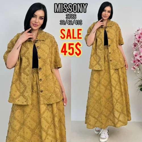 Комплект, MISSONY, Горчичный, модель 3786, женская одежда оптом из Турции, Лалели