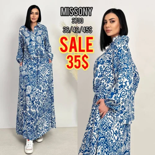 Платье, MISSONY, Синий, модель 3700, женская одежда оптом из Турции, Лалели