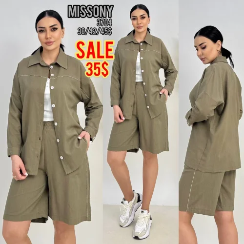 Комплект, MISSONY, Оливковый, модель 3799, женская одежда оптом из Турции, Лалели