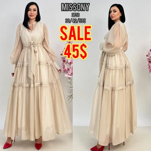 Платье, MISSONY, Бежевый, модель 3756, женская одежда оптом из Турции, Лалели