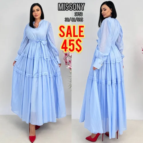 Платье, MISSONY, Небесно-голубой, модель 3756, женская одежда оптом из Турции, Лалели