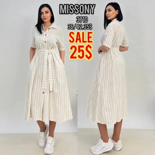 Платье, MISSONY, Бежевый, модель 3710, женская одежда оптом из Турции, Лалели