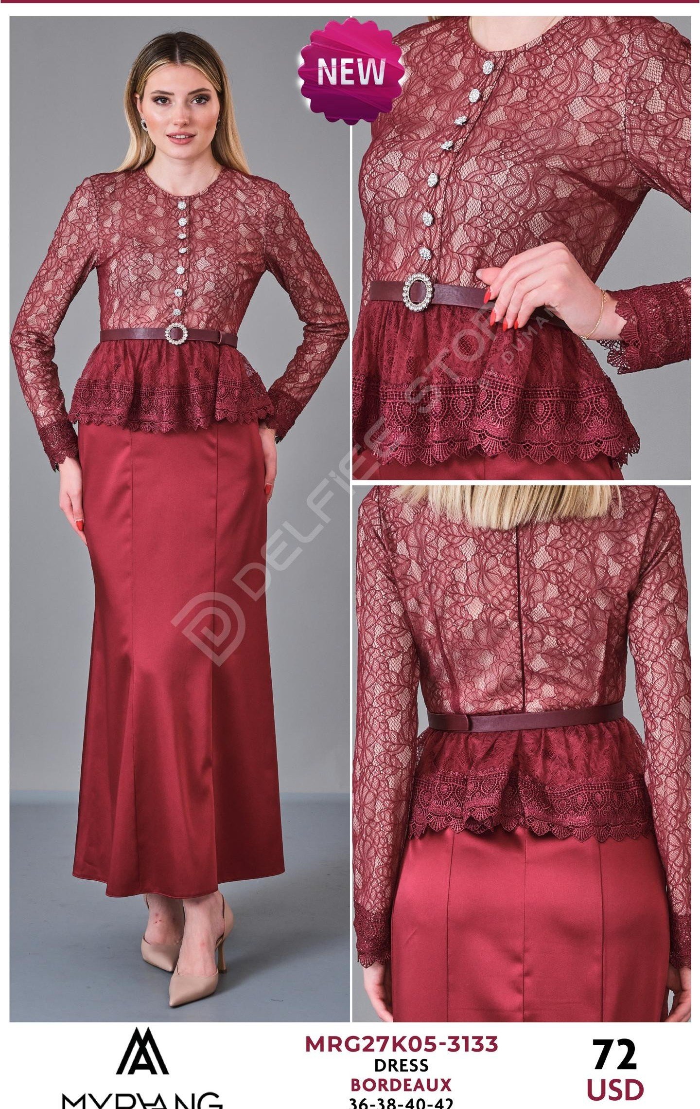 Платье MY RAANG (Бордовый, модель MRG27K05-3133) оптом
