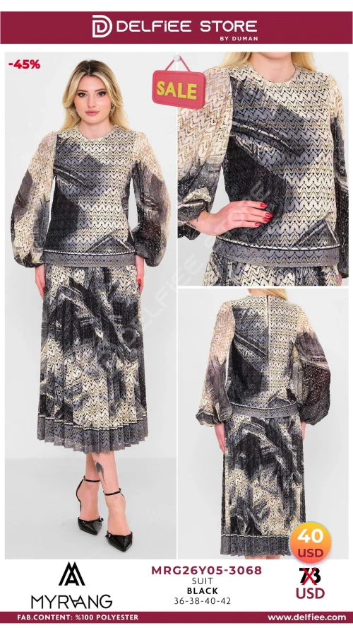 Костюм, MY RAANG, Черный, модель MRG26Y05-3068, женская одежда оптом из Турции, Лалели