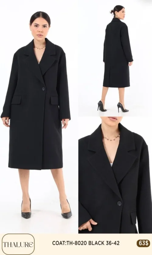 Пальто My8 Design (Black, модель TH-8020) оптом