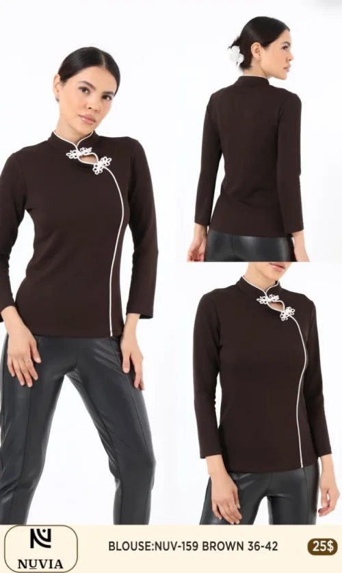 Блузка NUVIA (Brown, модель NUV-159) оптом