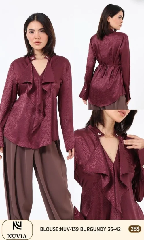 Блузка NUVIA (Burgundy, модель NUV-139) оптом
