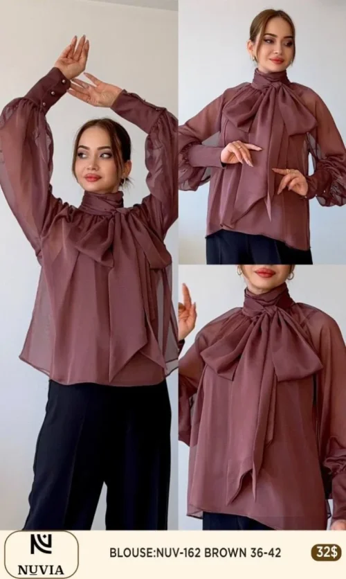 Блузка NUVIA (Brown, модель NUV-162) оптом
