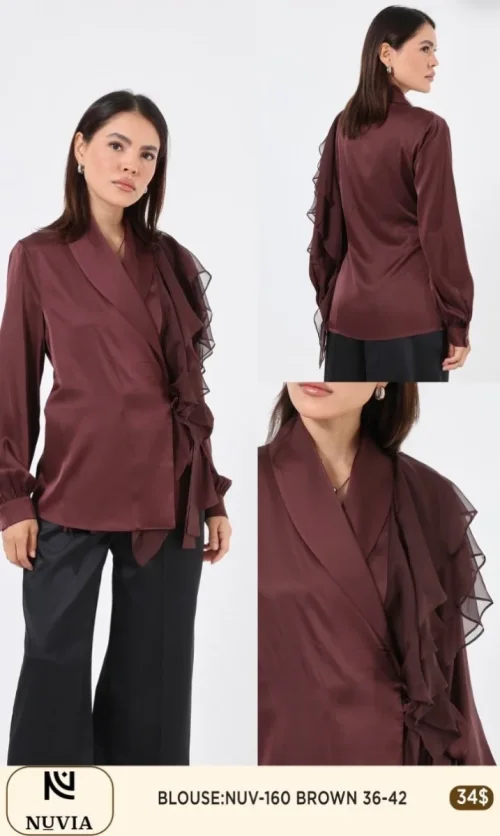 Блузка NUVIA (Brown, модель NUV-160) оптом
