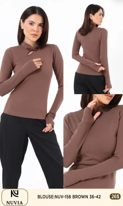 Блузка NUVIA (Brown, модель NUV-156) оптом
