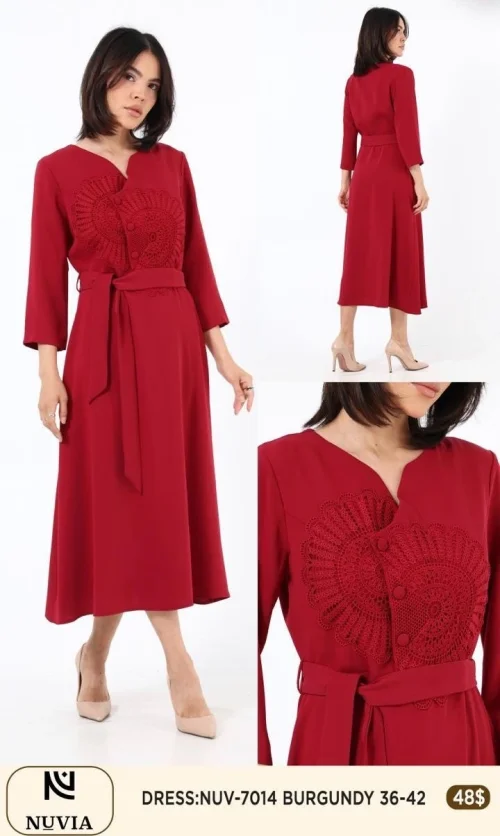 Платье NUVIA (Burgundy, модель NUV-7014) оптом