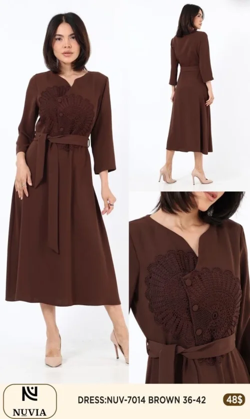 Платье NUVIA (Brown, модель NUV-7014) оптом