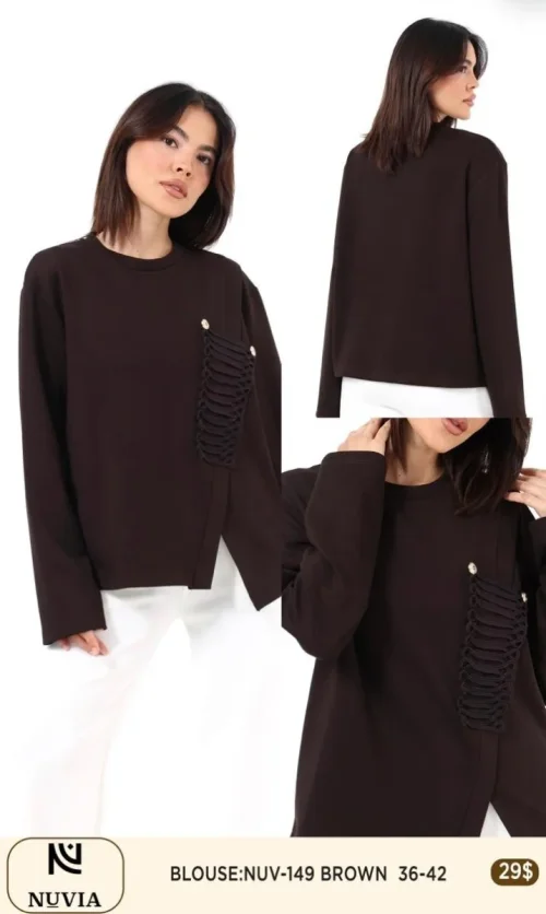 Блузка NUVIA (Brown, модель NUV-149) оптом