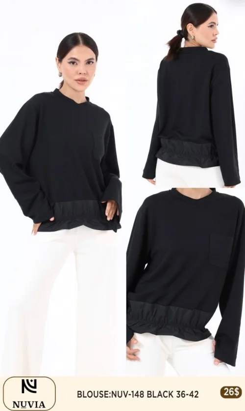 Блузка NUVIA (Black, модель NUV-148) оптом