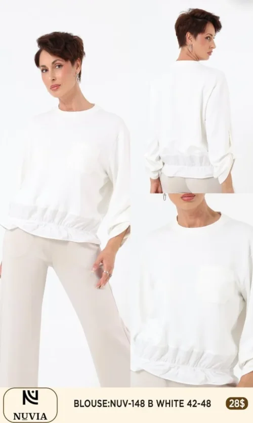 Блузка NUVIA (White, модель NUV-148) оптом