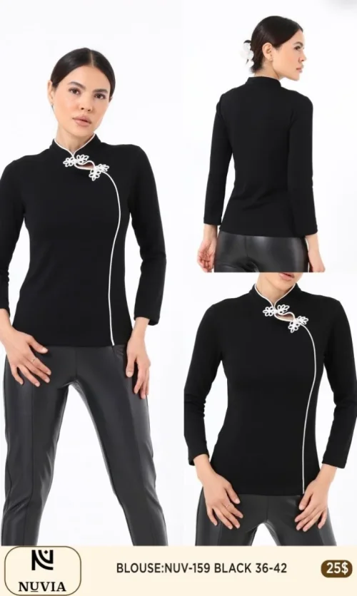Блузка NUVIA (Black, модель NUV-159) оптом