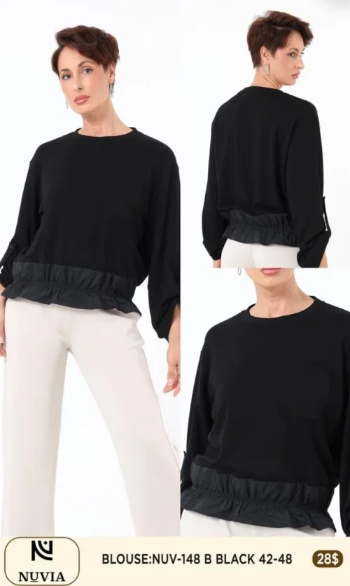 Блузка NUVIA (Black, модель NUV-148) оптом