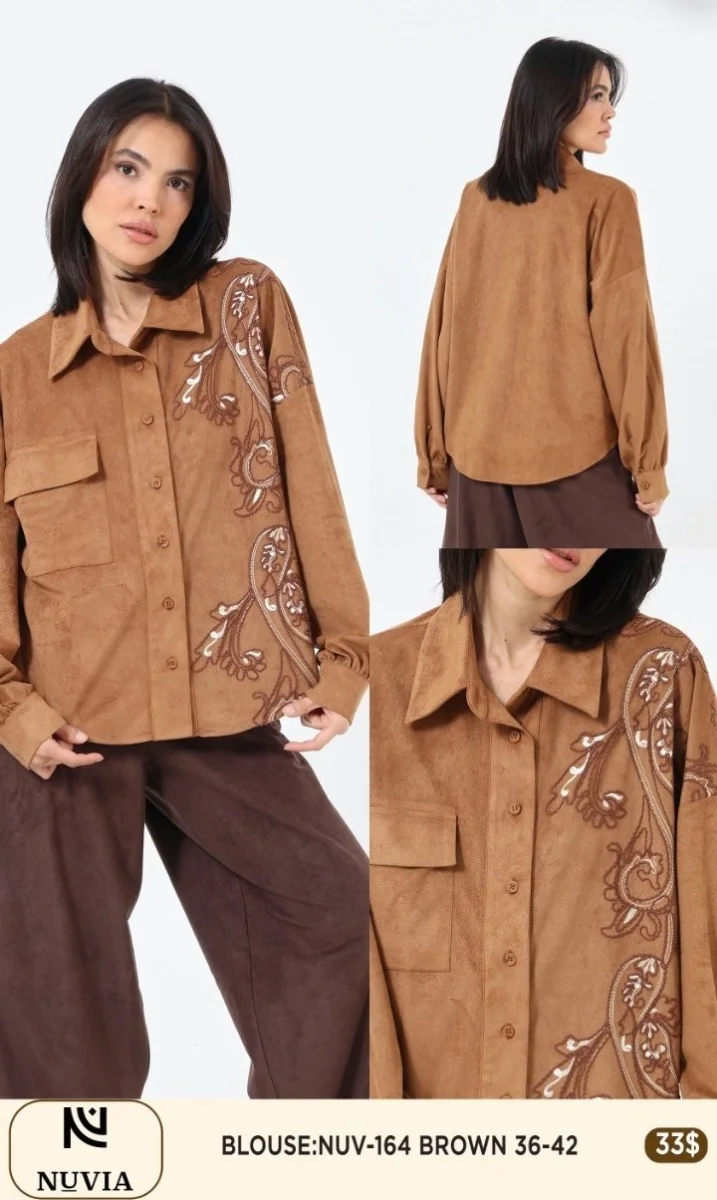Блузка NUVIA (Brown, модель NUV-164) оптом