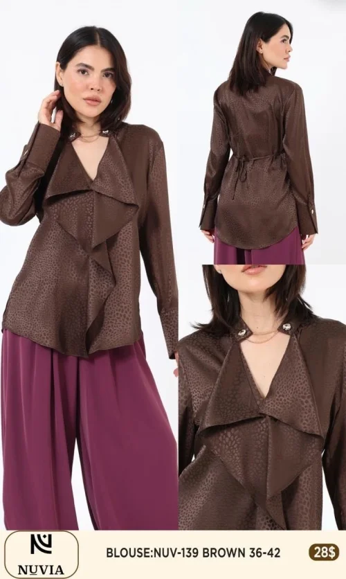 Блузка NUVIA (Brown, модель NUV-139) оптом