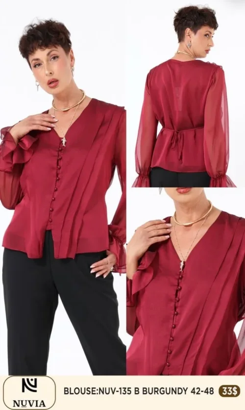 Блузка NUVIA (Burgundy, модель NUV-135) оптом