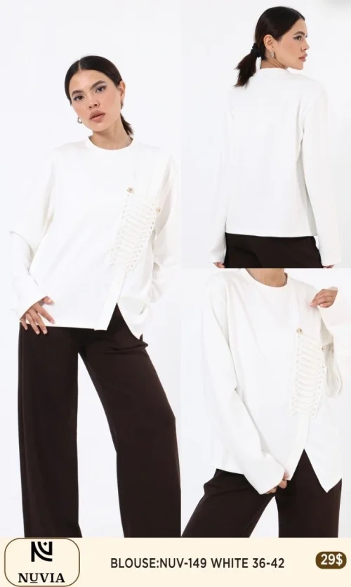 Блузка NUVIA (White, модель NUV-149) оптом