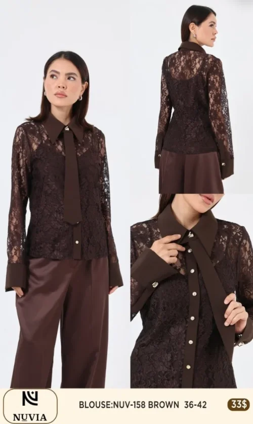 Блузка NUVIA (Brown, модель NUV-158) оптом