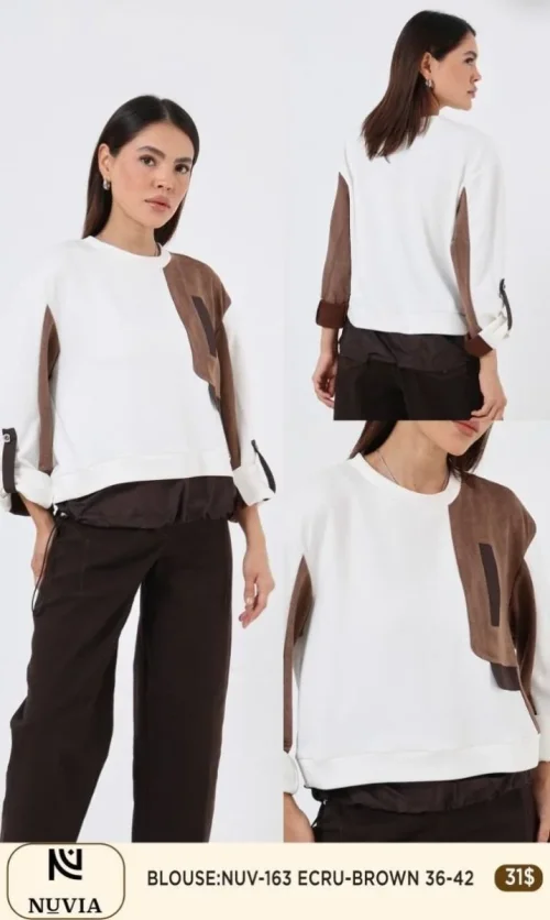 Блузка NUVIA (Brown, модель NUV-163) оптом