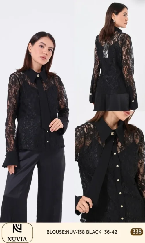 Блузка NUVIA (Black, модель NUV-158) оптом