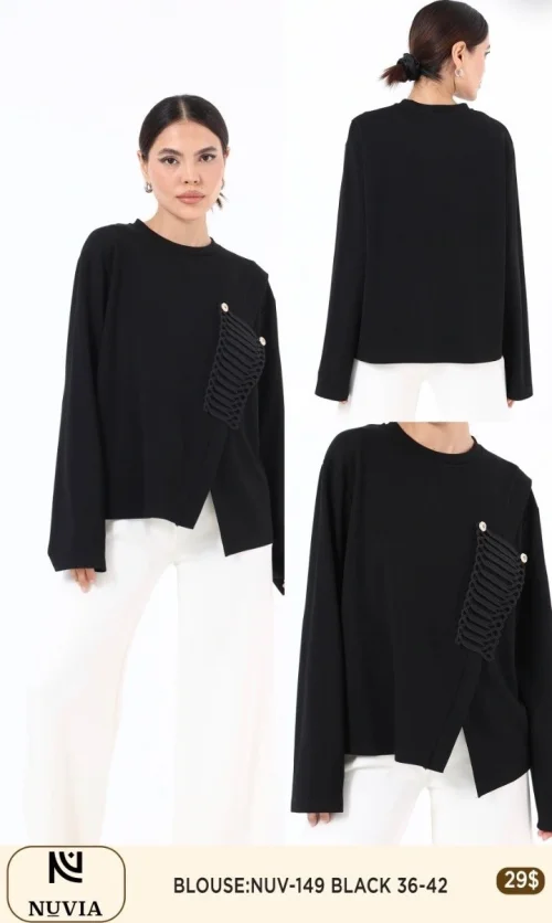 Блузка NUVIA (Black, модель NUV-149) оптом