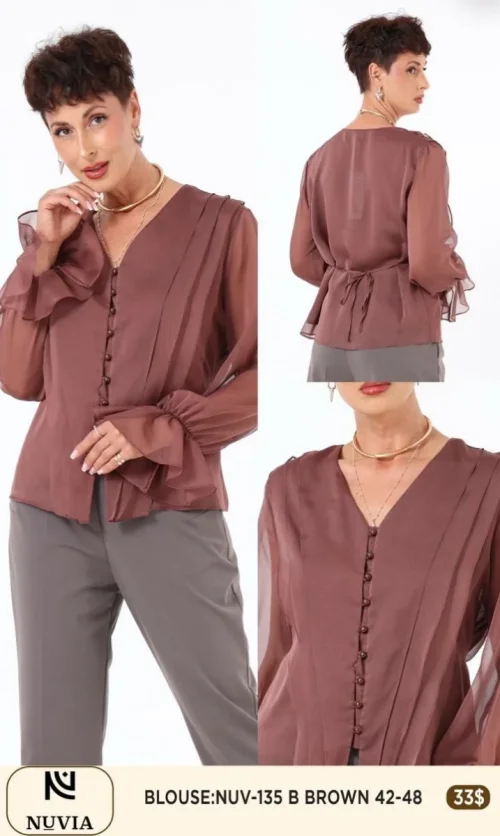 Блузка NUVIA (Brown, модель NUV-135) оптом