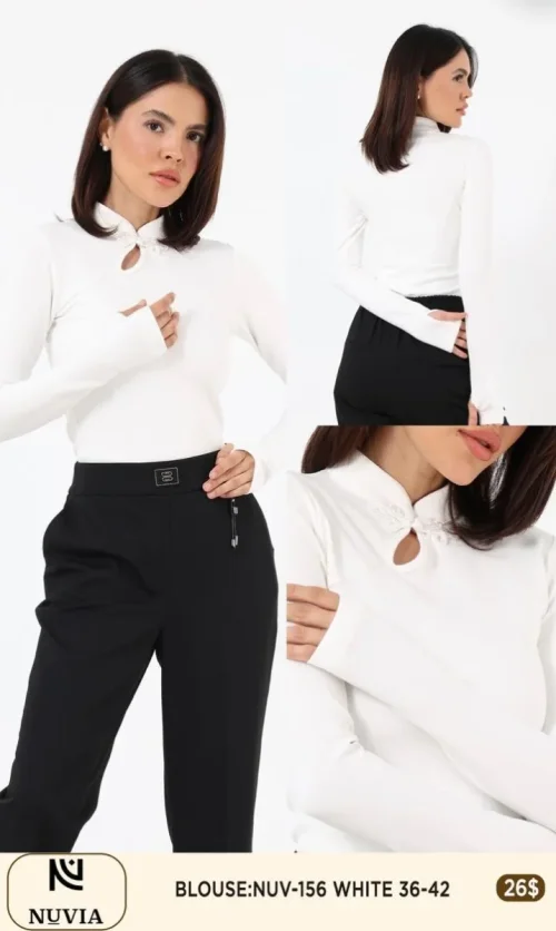 Блузка NUVIA (White, модель NUV-156) оптом