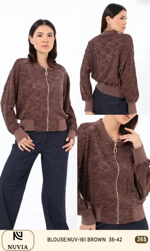 Блузка NUVIA (Brown, модель NUV-161) оптом