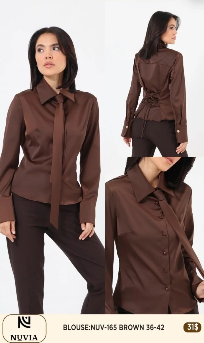 Блузка NUVIA (Brown, модель NUV-165) оптом