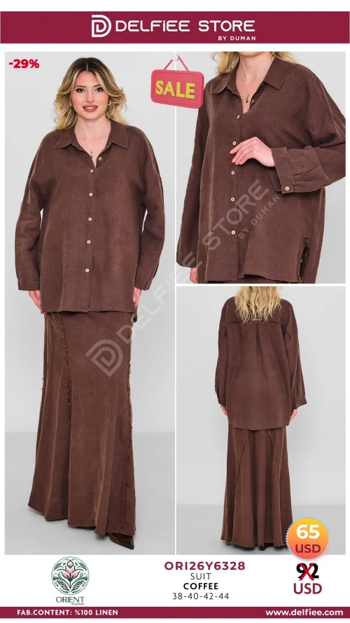 Костюм, ORIENT, Коричневый, модель ORI26Y6328, женская одежда оптом из Турции, Лалели