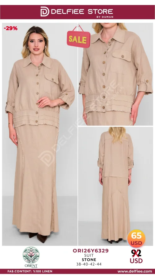 Костюм, ORIENT, Бежевый, модель ORI26Y6329, женская одежда оптом из Турции, Лалели