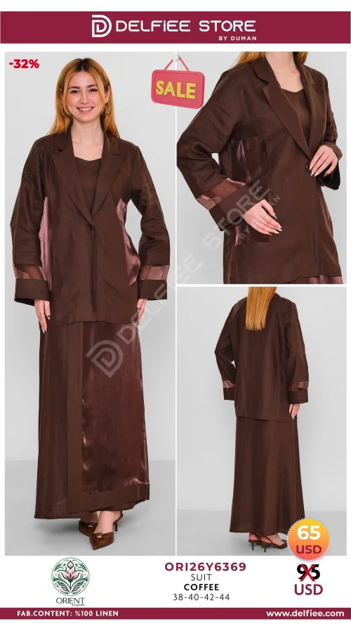 Костюм, ORIENT, Коричневый, модель ORI26Y6369, женская одежда оптом из Турции, Лалели