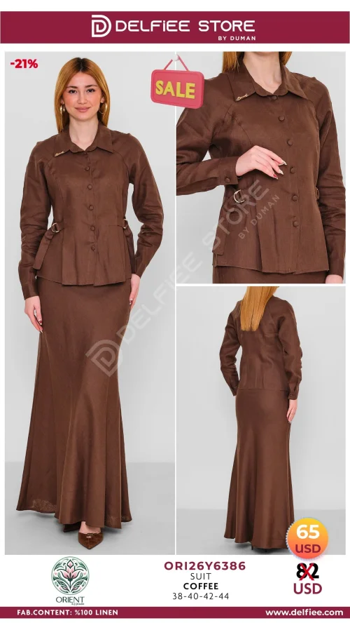 Костюм, ORIENT, Коричневый, модель ORI26Y6386, женская одежда оптом из Турции, Лалели