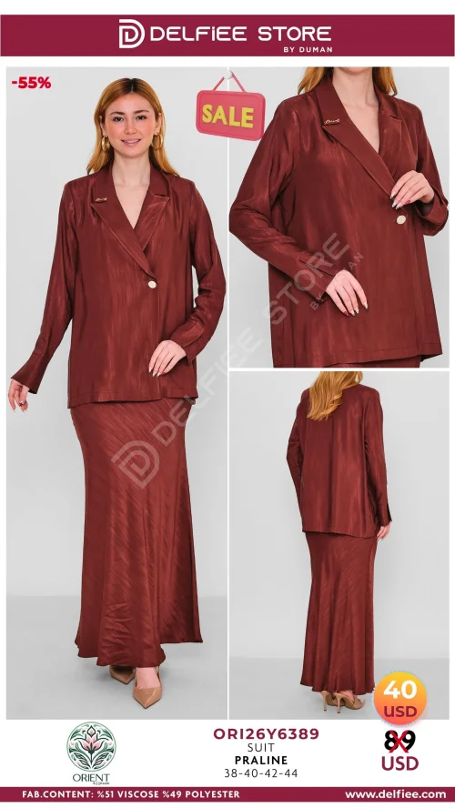 Костюм, ORIENT, Бордовый, модель ORI26Y6389, женская одежда оптом из Турции, Лалели