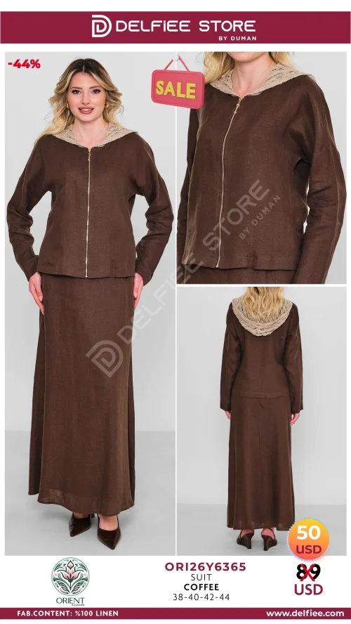 Костюм, ORIENT, Коричневый, модель ORI26Y6365, женская одежда оптом из Турции, Лалели