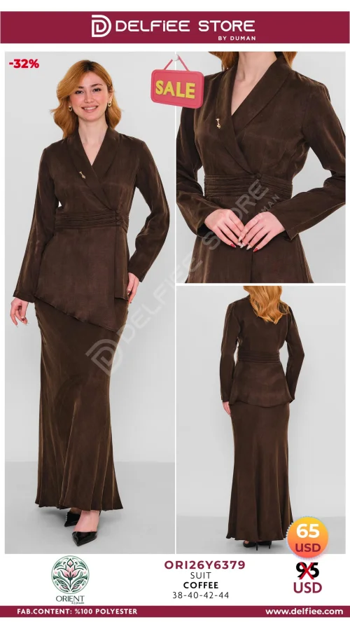 Костюм, ORIENT, Коричневый, модель ORI6Y6379, женская одежда оптом из Турции, Лалели