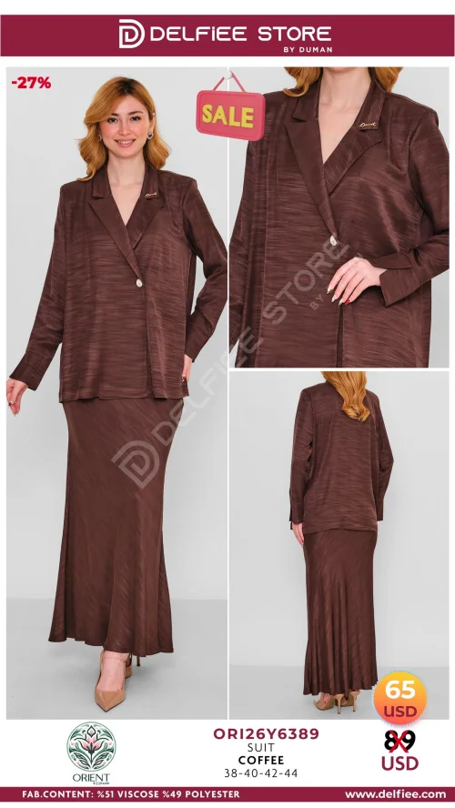 Костюм, ORIENT, Коричневый, модель ORI26Y6389, женская одежда оптом из Турции, Лалели