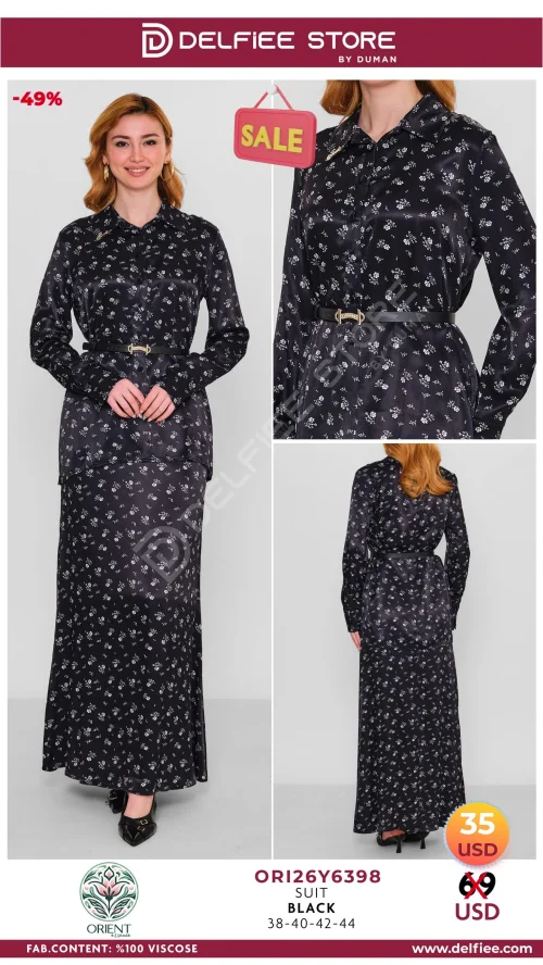 Платье, ORIENT, Черный, модель ORI26Y6398, женская одежда оптом из Турции, Лалели