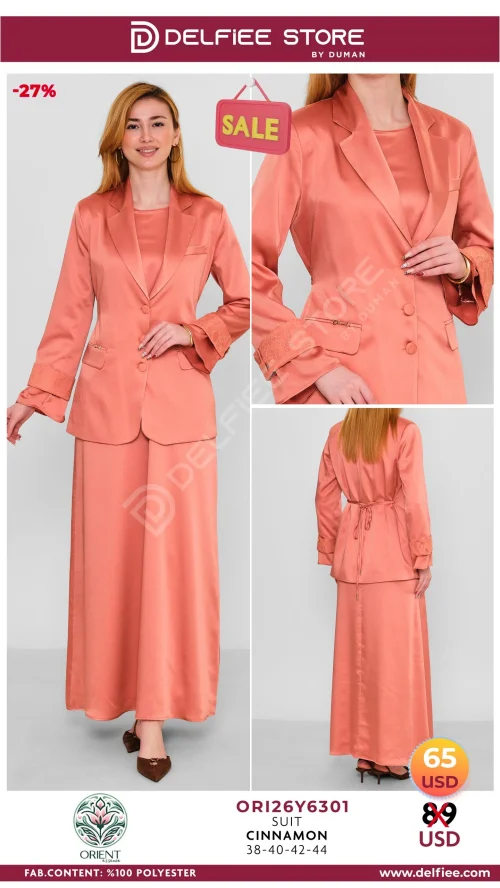 Костюм, ORIENT, Коралловый, модель ORI2Y6301, женская одежда оптом из Турции, Лалели
