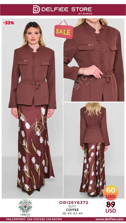 Костюм, ORIENT, Коричневый, модель ORI26Y6372, женская одежда оптом из Турции, Лалели