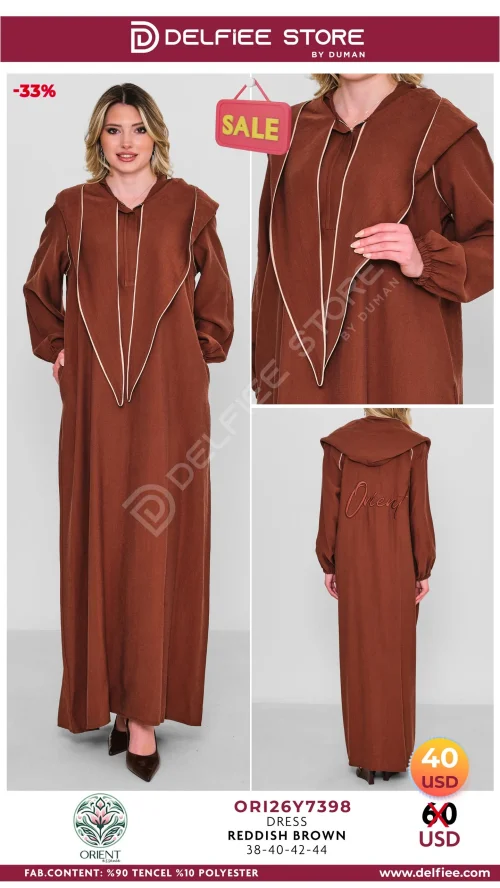 Платье, ORIENT, Коричневый, модель ORI26Y7398, женская одежда оптом из Турции, Лалели