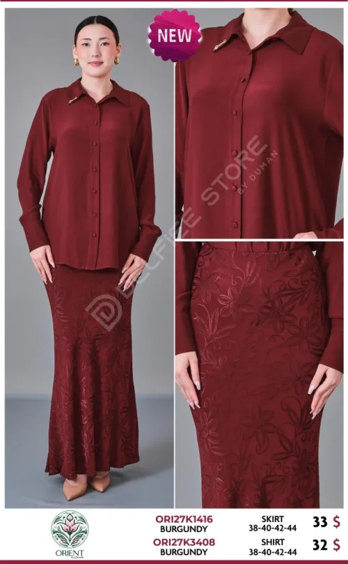 Рубашка ORIENT (Burgundy, модель ORI27K3408) оптом