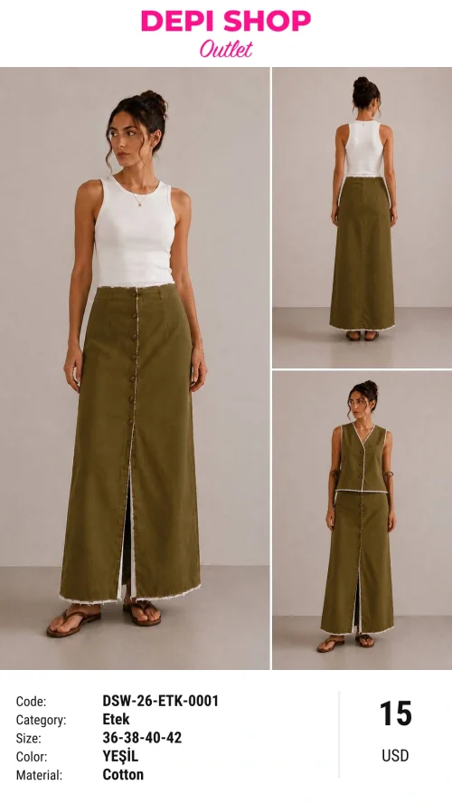 Юбка, Outlet, YEŞİL, модель DSW-26-ETK-0001, женская одежда оптом из Турции, Лалели
