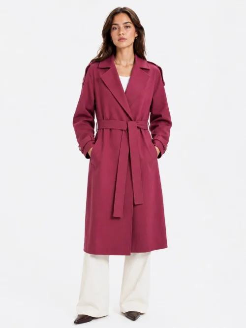 Тренч Outlet (Бордовый, модель DSW-26-TRE-0001) оптом