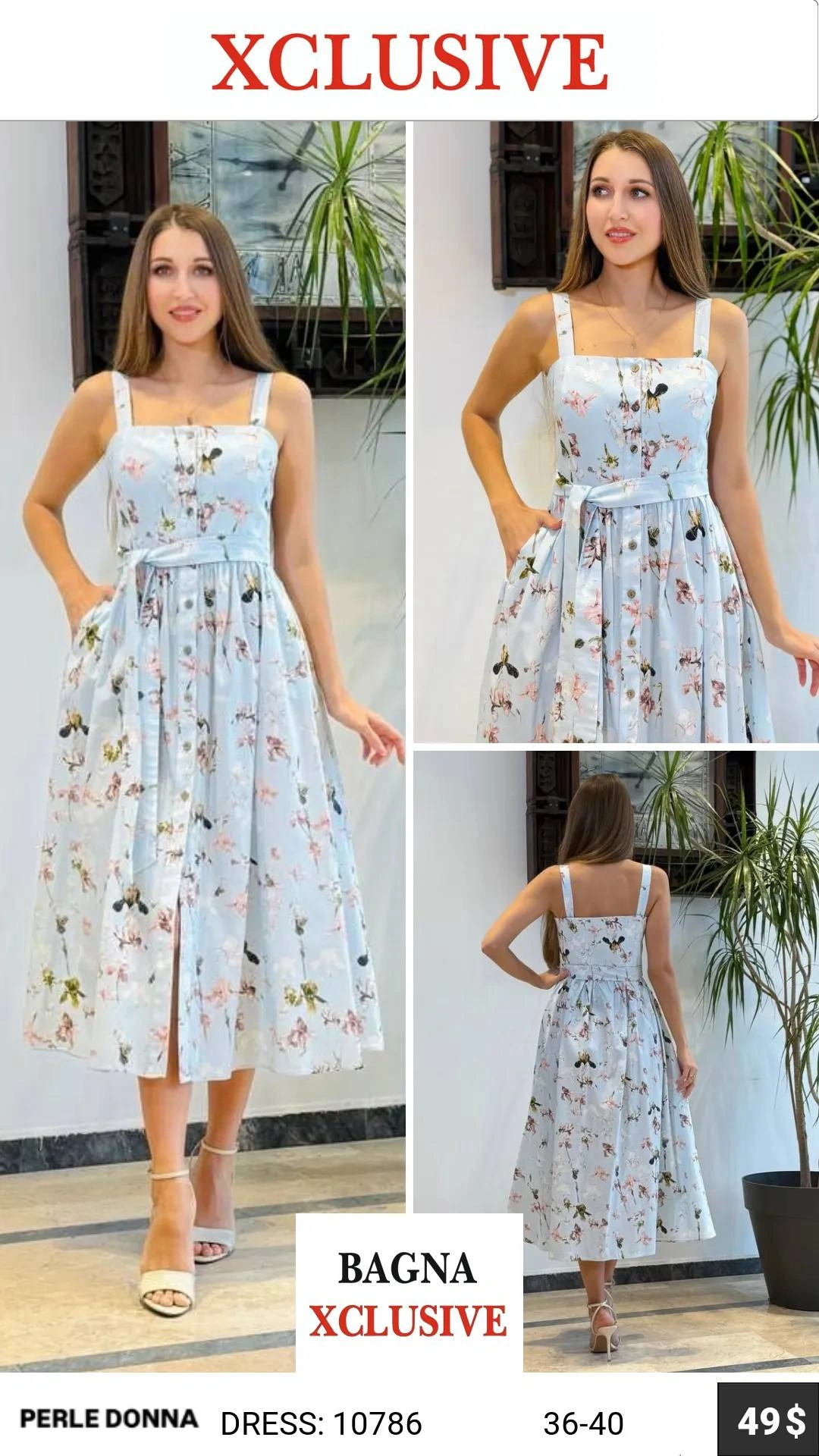 Платье, Perle Donna, Голубой, модель 10786, женская одежда оптом из Турции, Лалели